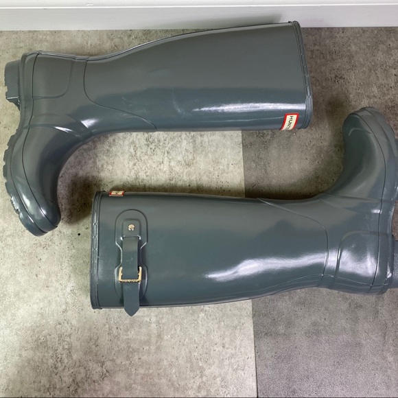 NEW Hunter Originas Tall Gloss Rain Boot in Grey - Picture 6 of 8
